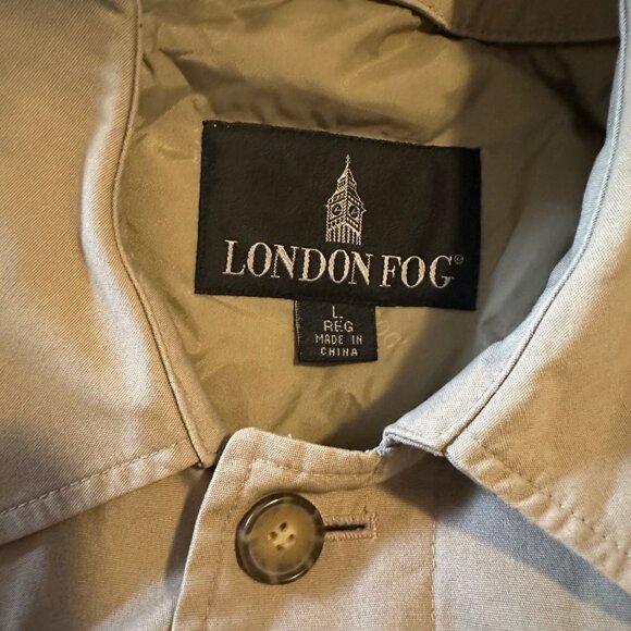 London Fog tan button up lined jacket coat size L regular - Picture 3 of 7